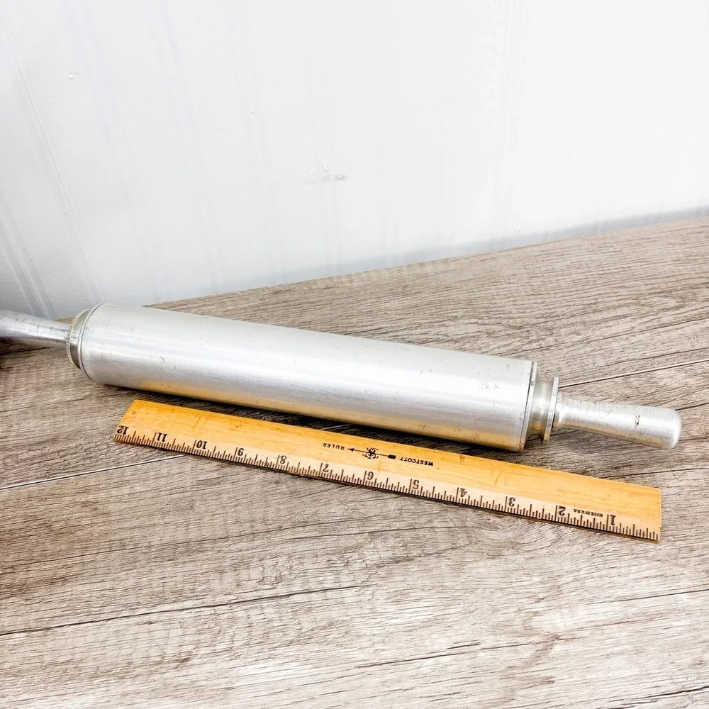 Vintage Stainless Steel Rolling Pin‎ Pastry Pizza Farmhouse Kitchen Decor